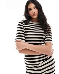 Object - T-shirt d'ensemble rayé en maille à manches courtes - et blanc - Lyst