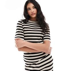 Object - – strick-t-shirt mit streifen - Lyst