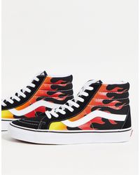 SK8-Hi - Sneakers nere e verdi con fiammeVans in Pelle scamosciata da Uomo  | Lyst