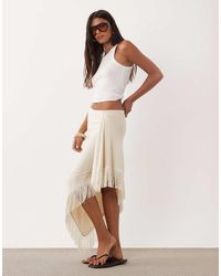 ASOS - Knit Fringe Sarong Midi Skirt - Lyst