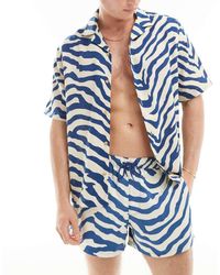 ASOS - Camisa De Corte Cuadrado Holgado Con Cuello De Solapas Y Estampado De Cebra De (Parte De Un Conjunto) - Lyst
