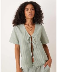 Jdy - Tie Front Seersucker Top Co-ord - Lyst