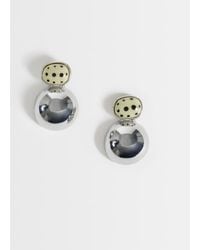 ASOS - Stud Earrings With Double-drop And Faux Dalmatian Stone - Lyst