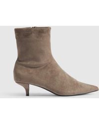 River Island - Faux Suede Kitten Heel Sock Ankle Boots - Lyst