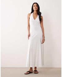 ASOS - Broderie Halter Midi Dress - Lyst