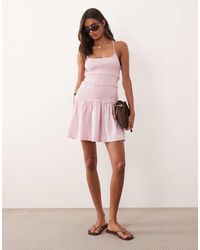 ASOS - Crinkle Mini Sundress With Shirred Dropped Waist - Lyst