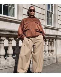 ASOS - Asos Design Curve Cotton/nylon Blend Pull-on Balloon Pants - Lyst