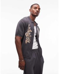 TOPMAN - Relaxed Floral Embroidered Knit Shirt - Lyst
