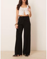 Stradivarius - Linen Mix Pull On Pants - Lyst