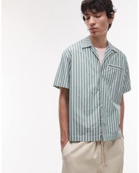 Lacoste - Camicia A Maniche Corte Con Colletto A Rever A Righe Bianche - Lyst