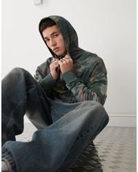 Collusion - – kastiger kapuzenpullover aus leichtem jersey mit military-muster - Lyst