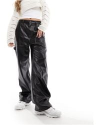 ONLY - Pantalon ample à taille haute en similicuir à coutures contrastantes - Lyst