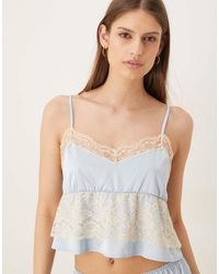 KAT THE LABEL - Frida Bridal Lace Detail Cami Top - Lyst