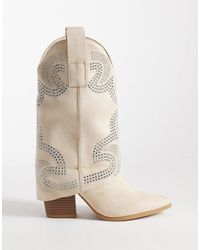 SEQWL - Bottes montantes ornementées style western - crème - Lyst
