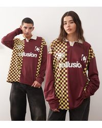 Collusion - Voetbal T-Shirt Met Lange Mouwen En Ruiten - Lyst