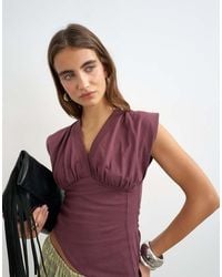 TOPSHOP - V-neck Structured Waist Top - Lyst