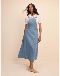 Nobody's Child - Mid Wash Denim Dungaree Midi Dress - Lyst