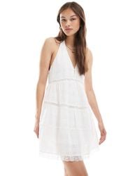 Pull&Bear - Lace Trim Detail Tiered Mini Dress - Lyst