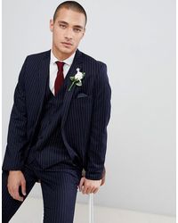 French Connection Slim Pinstripe Suit Jacket - Blue