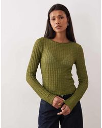 Aware - Textured Jersey Long Sleeve T-shirt With Lettuce Edging - Lyst
