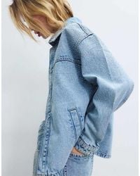 Stradivarius - Giacca Di Jeans Con Tasche Applicate E Strass - Lyst