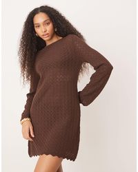 ASOS - Knitted Mini Dress With Flared Sleeve - Lyst
