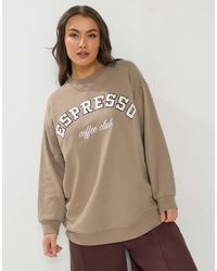 Yours Clothing - 'Espresso' Slogan Sweatshirt - Lyst