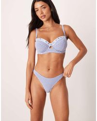 Peek & Beau - Gingham Print High Leg Bikini Bottoms - Lyst
