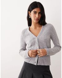Mango - Cable Knit V-neck Cardigan - Lyst