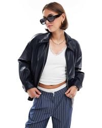 ONLY - Faux Leather Bomber Jacket - Lyst