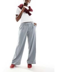 Hollister - Low Rise Wide Leg Tailored Trousers - Lyst