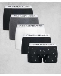 Polo Ralph Lauren - 5 Pack Logo Waistband Plain And All Over Icon Classic Trunks - Lyst
