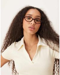 ASOS - Clear Blue Light Lens Slim Oval Glasses - Lyst
