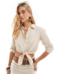 esmé studios - Camisa Playera De Manga Larga Con Lazada Delantera Exclusiva De Esmee-Neutro - Lyst