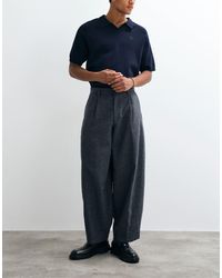 ASOS - Tailored Wide Barrel Leg Trousers With Wool - Lyst