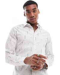 ARMANI EXCHANGE - Striped Logo Printed Long Sleeve Shirt - Lyst