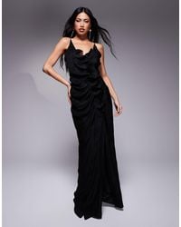 ASOS - Plisse Cami Maxi Dress With Waterfall Corsage Ruffle - Lyst