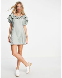 TOPSHOP - Broderie Bardot Mini Dress - Lyst