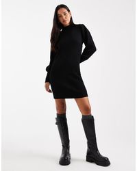 ONLY - Robe pull courte à manches bouffantes et col montant - Lyst