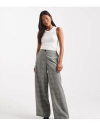 ASOS - Pantalones De Sastre Monocromáticos De Pernera Recta Holgada Con Estampado De Pata De Gallo De Asos Design Petite - Lyst