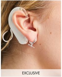 Orelia Exclusive T-bar Drop huggy Hoop Earrings - Metallic