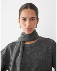 Vila - Oversized Knitted Jumper With Detachable Scarf - Lyst