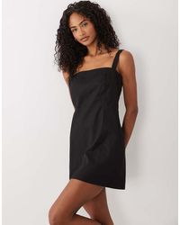 GOOD AMERICAN - Linen Tailored Square Neck Mini Dress - Lyst