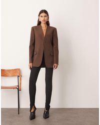 ARRANGE - Ultimate - blazer droit sans col - chocolat - Lyst