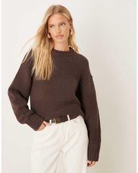 Gina Tricot - Crew Neck Textured Stripe Stitch Chunky Knitted Sweater - Lyst