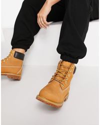 Timberland Leer 6 Inch Premium Platte Veterlaarzen in het Zwart - Lyst