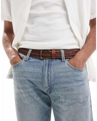 Levi's - Cinturón Marrón Trenzado Elástico De Cuero De - Lyst
