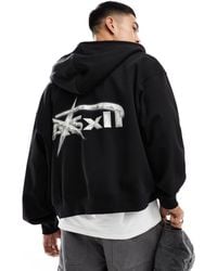 Weekday - Boxy Fit Zip Through Hoodie With Back Graphic Print - Lyst