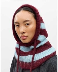 Object - Balaclava Lavorata A Maglia A Righe Bordeaux - Lyst