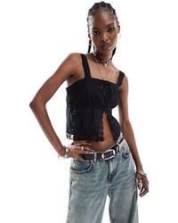 Reclaimed (vintage) - Split Front Cami Top With Lace - Lyst